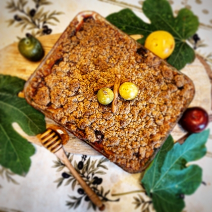 Crumble aux Prunes, Miel et Cannelle